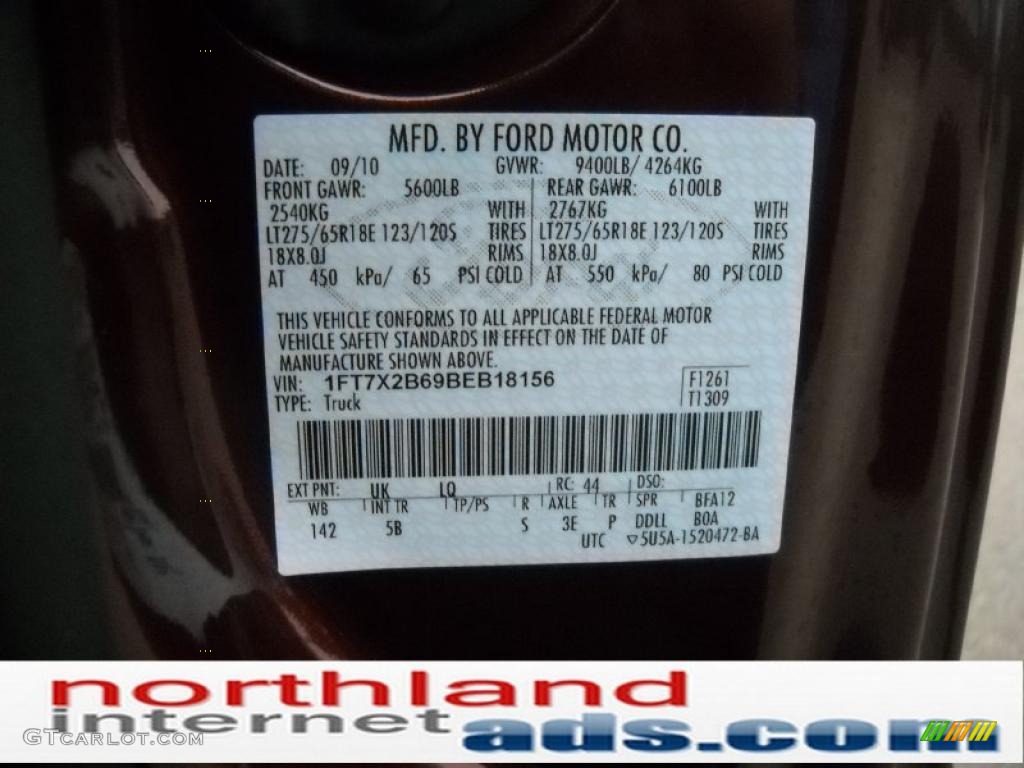 2011 F250 Super Duty Color Code UK for Royal Red Metallic Photo #38124043