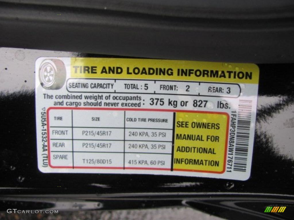 2010 Ford Focus SES Coupe Info Tag Photos