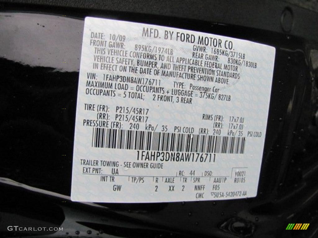 2010 Focus Color Code UA for Ebony Black Photo #38126198
