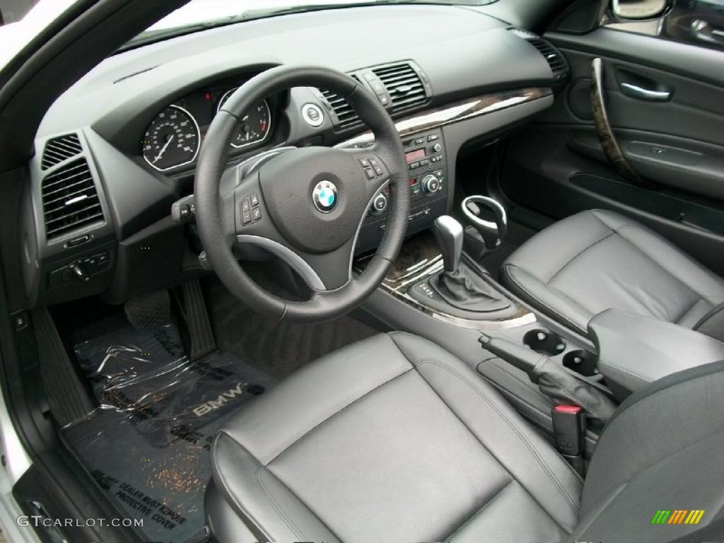 2008 BMW 1 Series 128i Convertible Black Dashboard Photo #38132038