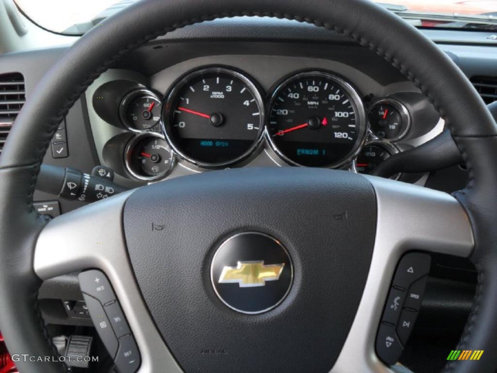 2011 Chevrolet Silverado 2500HD LT Extended Cab 4x4 Ebony Steering Wheel Photo #38133642