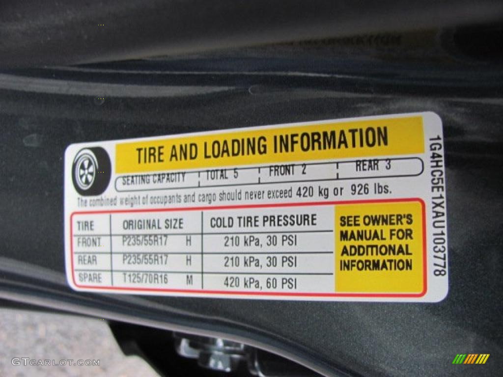 2010 Buick Lucerne CXL Info Tag Photo #38134898