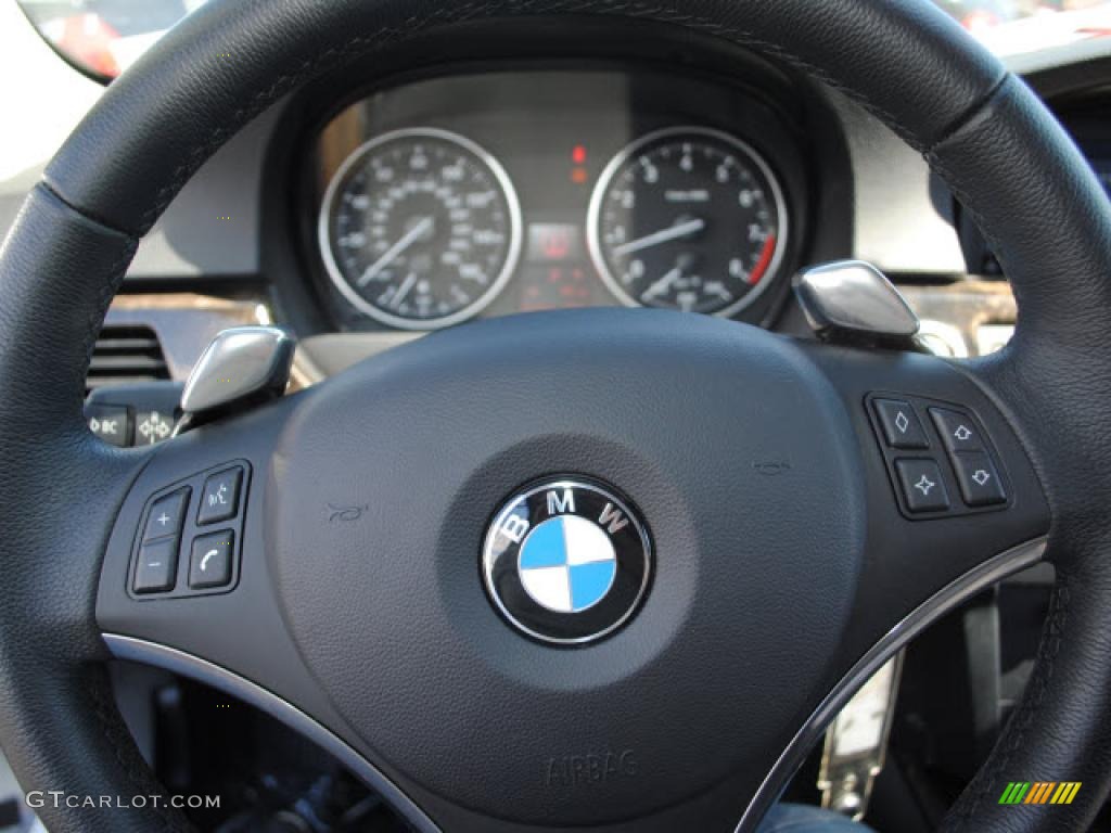 2008 BMW 3 Series 328i Coupe Black Steering Wheel Photo #38138506