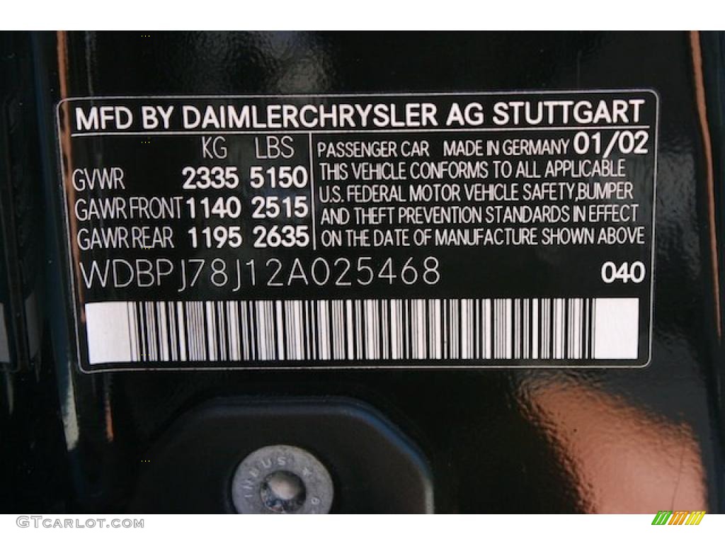 2002 CL Color Code 040 for Black Photo #38142262