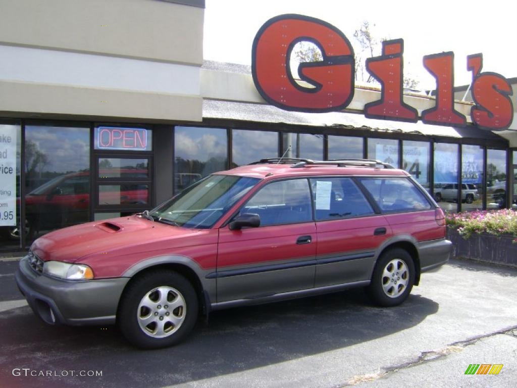 1998 Legacy Outback Wagon - Ruby Red Pearl / Black photo #1