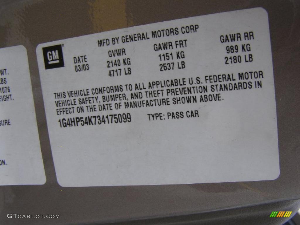 2003 Buick LeSabre Custom Info Tag Photo #38156885
