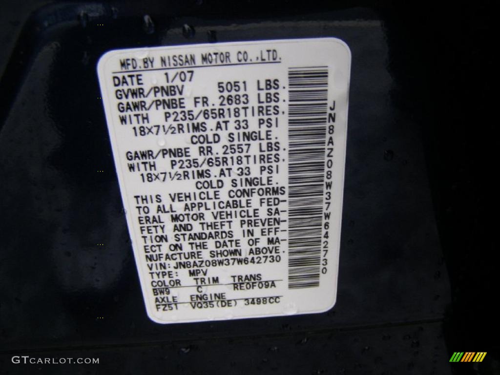 2007 Murano SL AWD - Midnight Blue Pearl / Cafe Latte photo #10