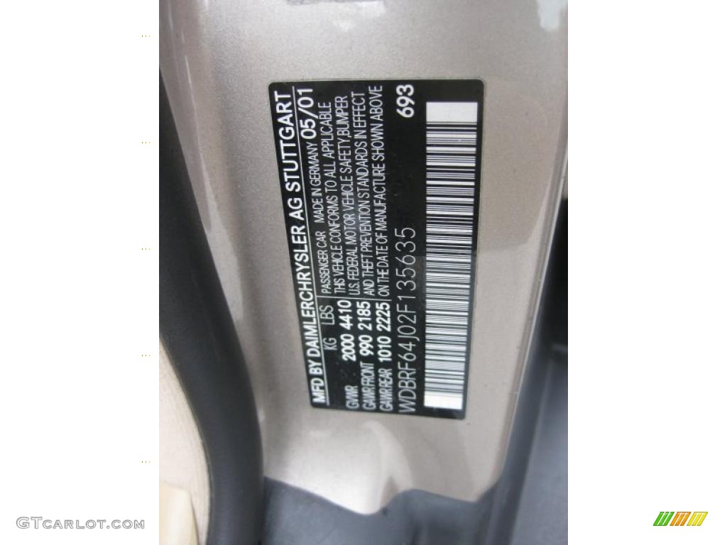 2002 C Color Code 693 for Desert Silver Metallic Photo #38172672