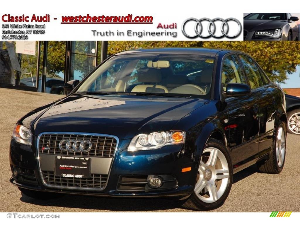2008 A4 2.0T quattro Sedan - Deep Sea Blue Pearl Effect / Beige photo #1