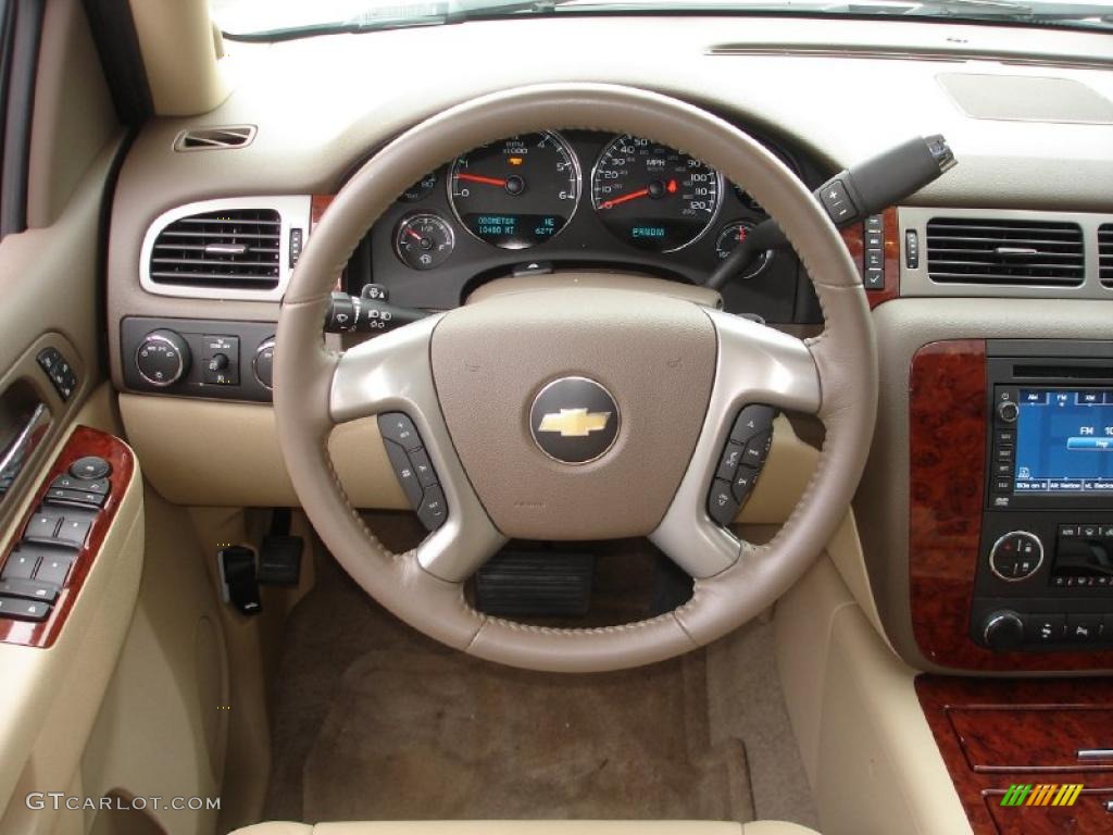 2010 Chevrolet Suburban LTZ 4x4 Light Cashmere/Dark Cashmere Steering Wheel Photo #38178124