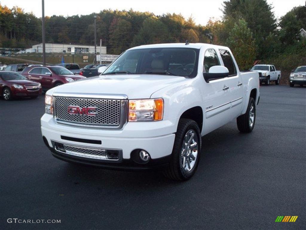 2011 Sierra 1500 Denali Crew Cab 4x4 - Summit White / Cocoa/Light Cashmere photo #4