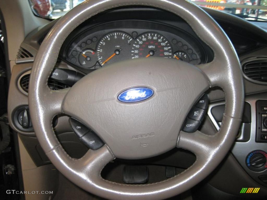 2002 Ford Focus ZTS Sedan Medium Parchment Steering Wheel Photo #38200020