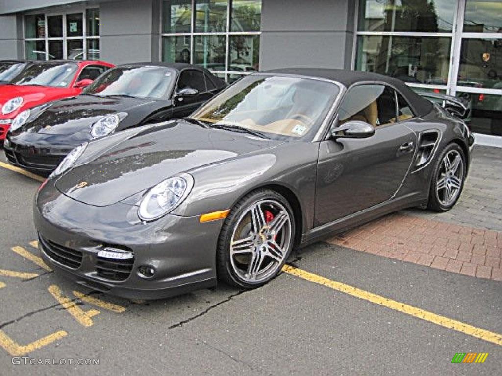2008 911 Turbo Cabriolet - Slate Grey Metallic / Natural Brown photo #3
