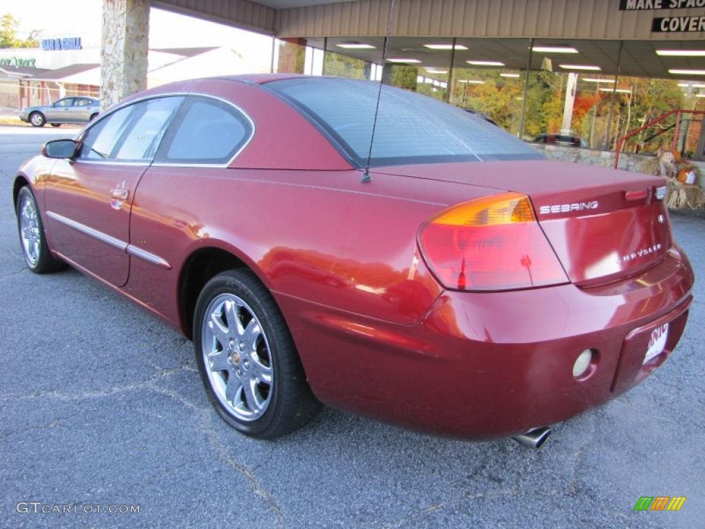 2002 Sebring LXi Coupe - Ruby Red Pearl / Black/Beige photo #3
