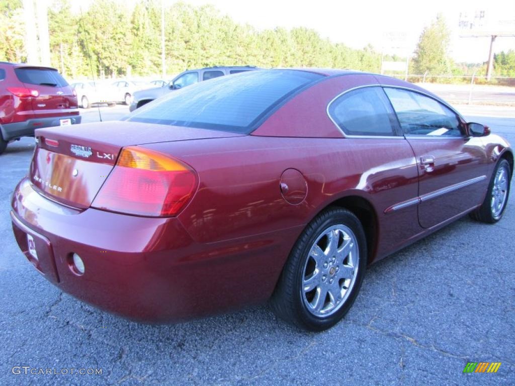 2002 Sebring LXi Coupe - Ruby Red Pearl / Black/Beige photo #4