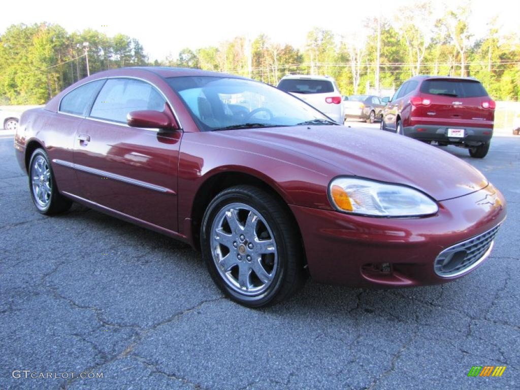 2002 Sebring LXi Coupe - Ruby Red Pearl / Black/Beige photo #6