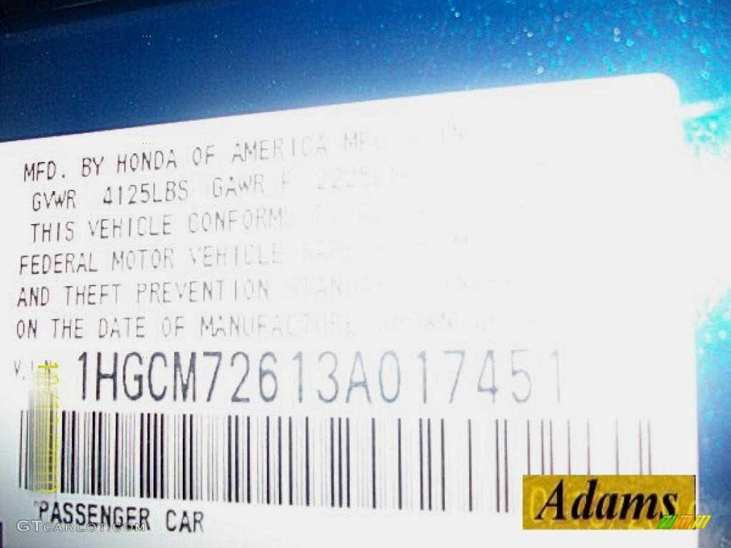 2003 Accord EX Coupe - Sapphire Blue Pearl / Black photo #23