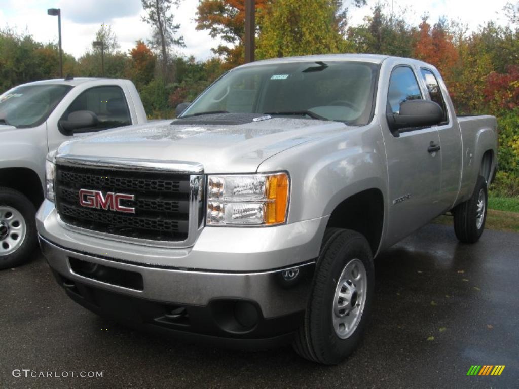 2011 Sierra 2500HD Work Truck Extended Cab 4x4 - Pure Silver Metallic / Dark Titanium photo #1