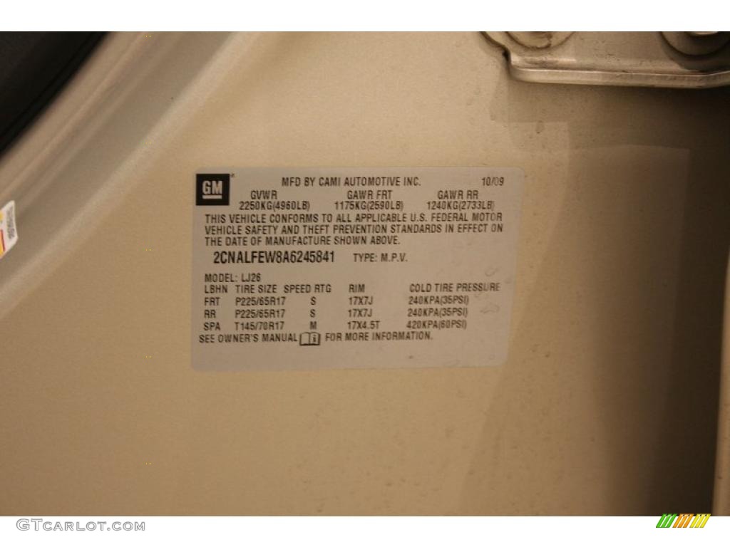 2010 Equinox LTZ - Gold Mist Metallic / Jet Black/Brownstone photo #31