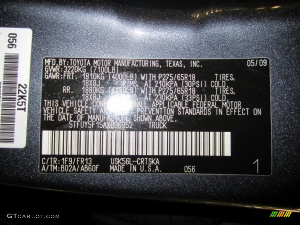 2010 Tundra Color Code 1F9 for Slate Gray Metallic Photo ...