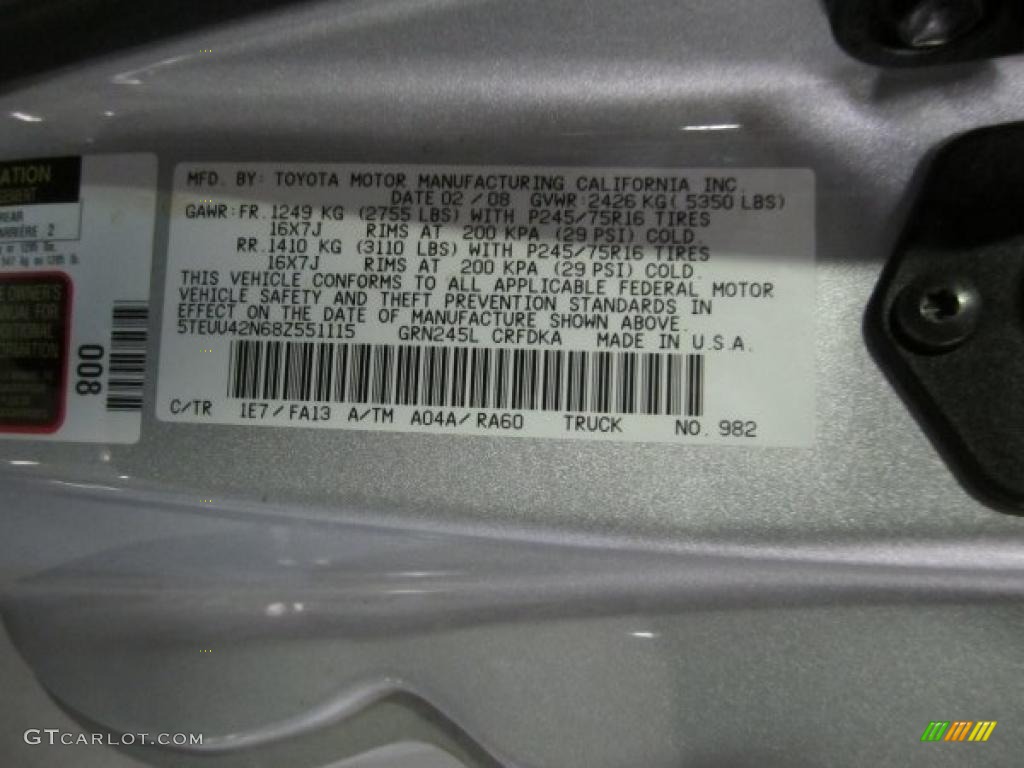 2008 Tacoma V6 Access Cab 4x4 - Silver Streak Mica / Graphite Gray photo #5