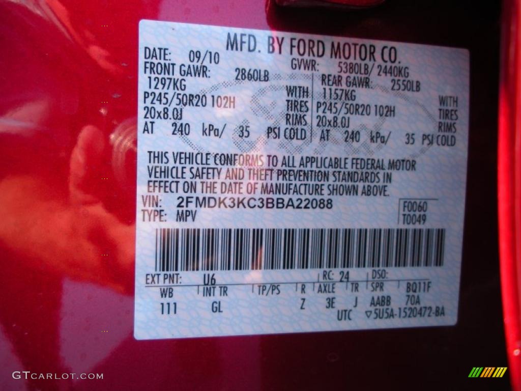 2011 Edge Color Code U6 for Red Candy Metallic Photo #38225833