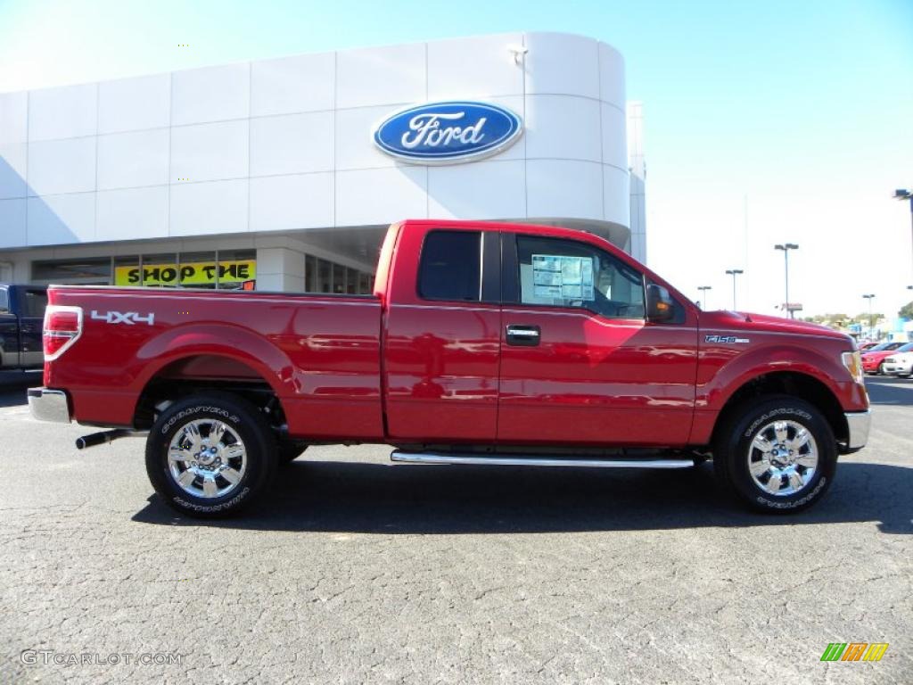 2010 F150 XLT SuperCab 4x4 - Red Candy Metallic / Medium Stone photo #2