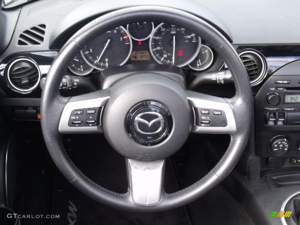 2008 Mazda MX-5 Miata Grand Touring Roadster Black Steering Wheel Photo #38241383