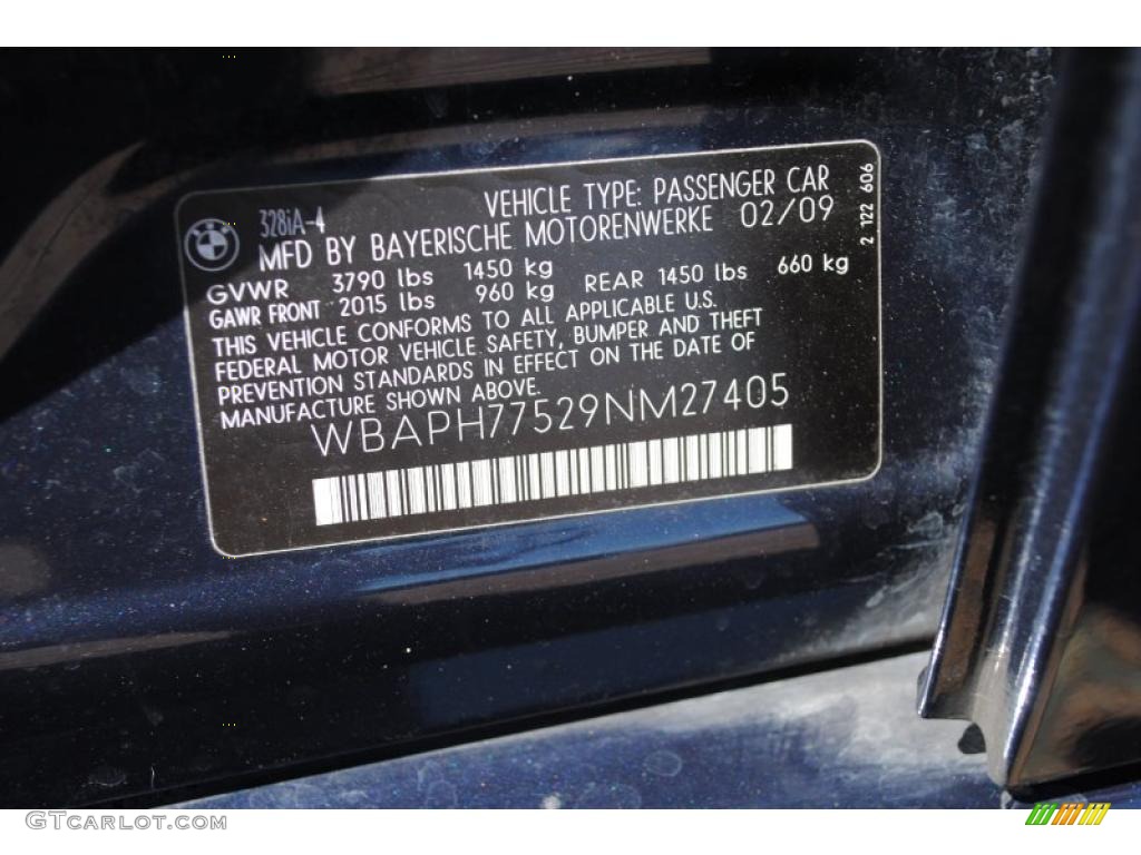 2009 BMW 3 Series 328i Sedan Info Tag Photo #38242143