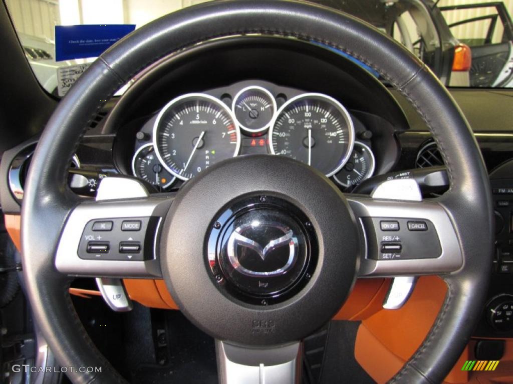 2006 Mazda MX-5 Miata Grand Touring Roadster Tan Steering Wheel Photo #38250859