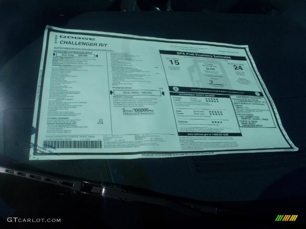 2010 Dodge Challenger R/T Classic Furious Fuchsia Edition Window Sticker Photo #38262551