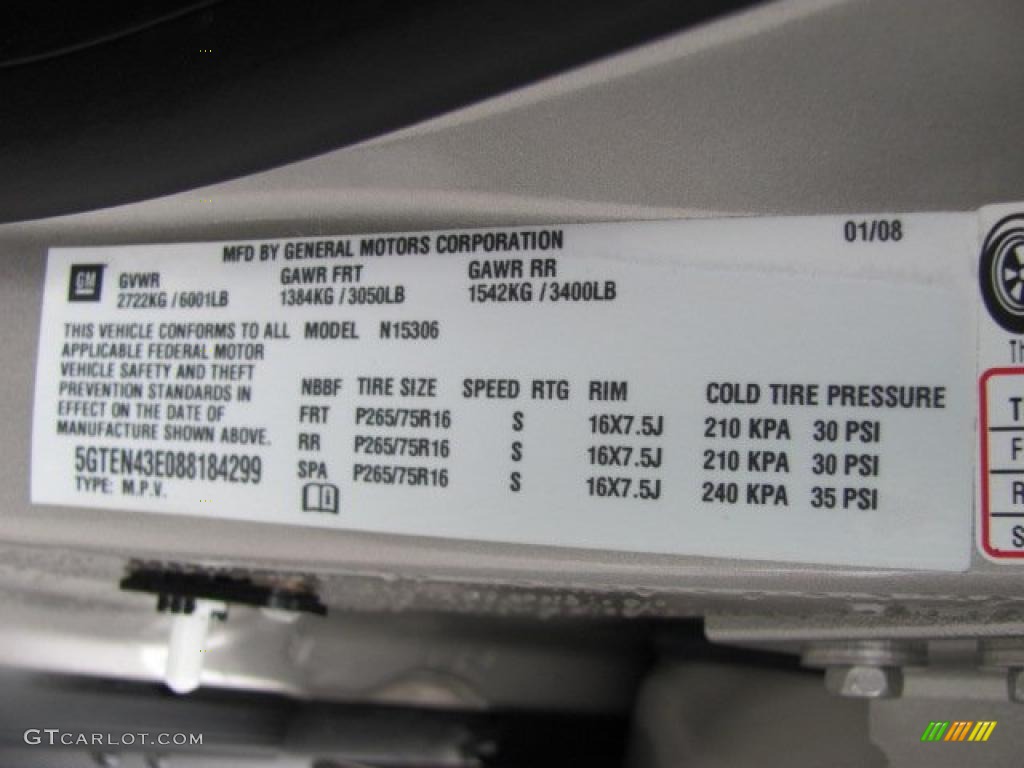 2008 Hummer H3 Standard H3 Model Info Tag Photo #38262873