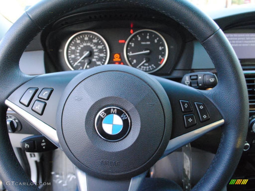 2008 BMW 5 Series 535i Sedan Grey Steering Wheel Photo #38264555