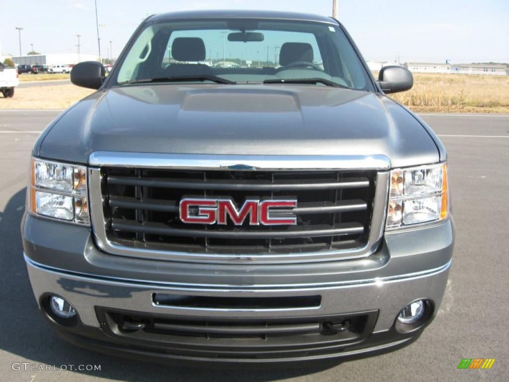 2011 Sierra 1500 Regular Cab 4x4 - Gray Green Metallic / Dark Titanium photo #2