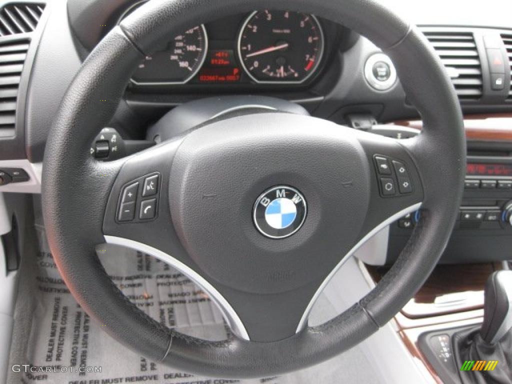 2008 BMW 1 Series 128i Coupe Grey Steering Wheel Photo #38281724