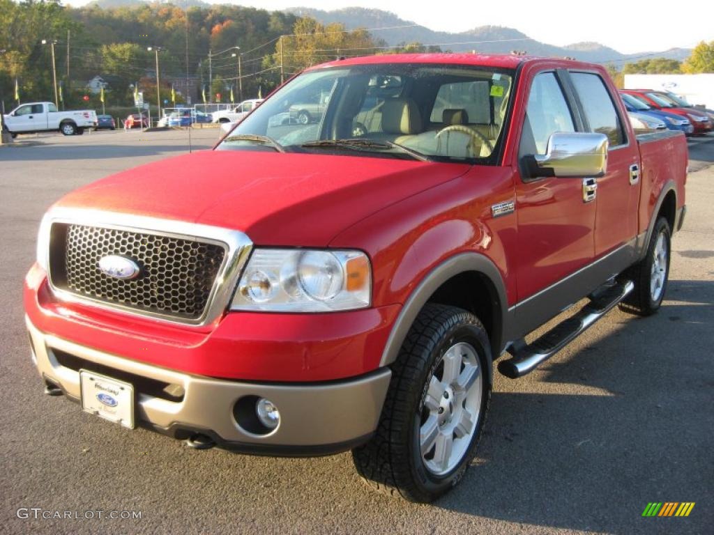 2006 F150 Lariat SuperCrew 4x4 - Bright Red / Tan photo #2