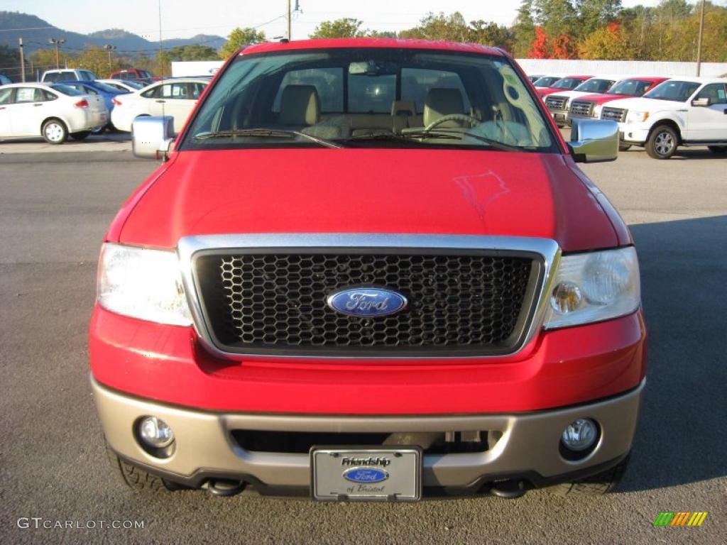 2006 F150 Lariat SuperCrew 4x4 - Bright Red / Tan photo #3