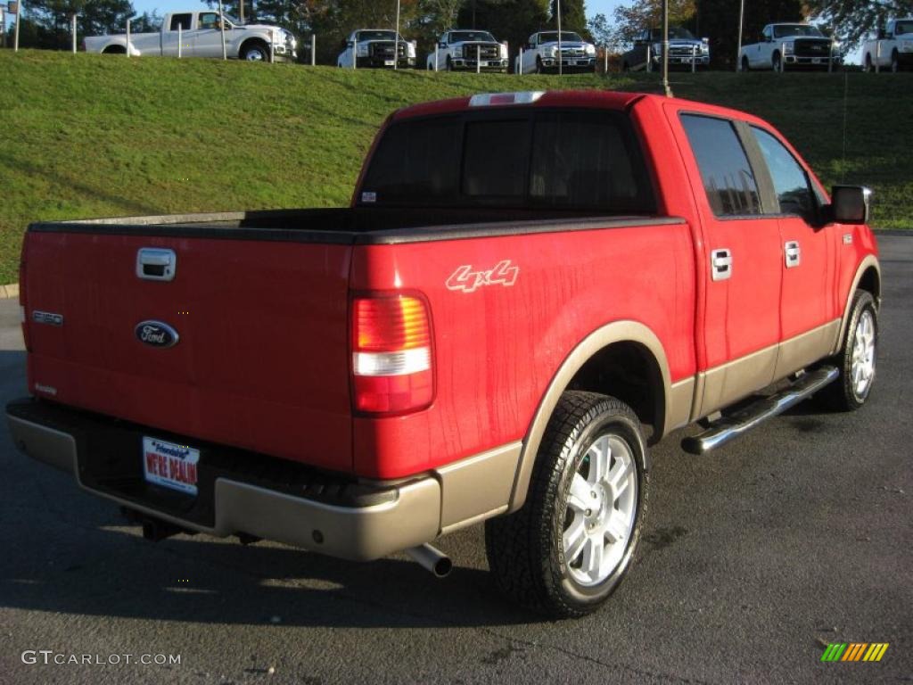 2006 F150 Lariat SuperCrew 4x4 - Bright Red / Tan photo #6