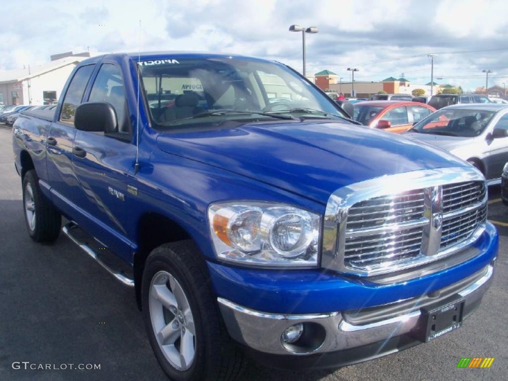 2008 Ram 1500 Big Horn Edition Quad Cab 4x4 - Electric Blue Pearl / Medium Slate Gray photo #14