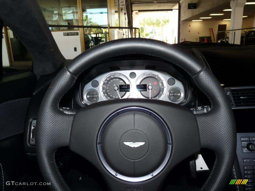 2007 Aston Martin V8 Vantage Coupe Obsidian Black Steering Wheel Photo #38289041