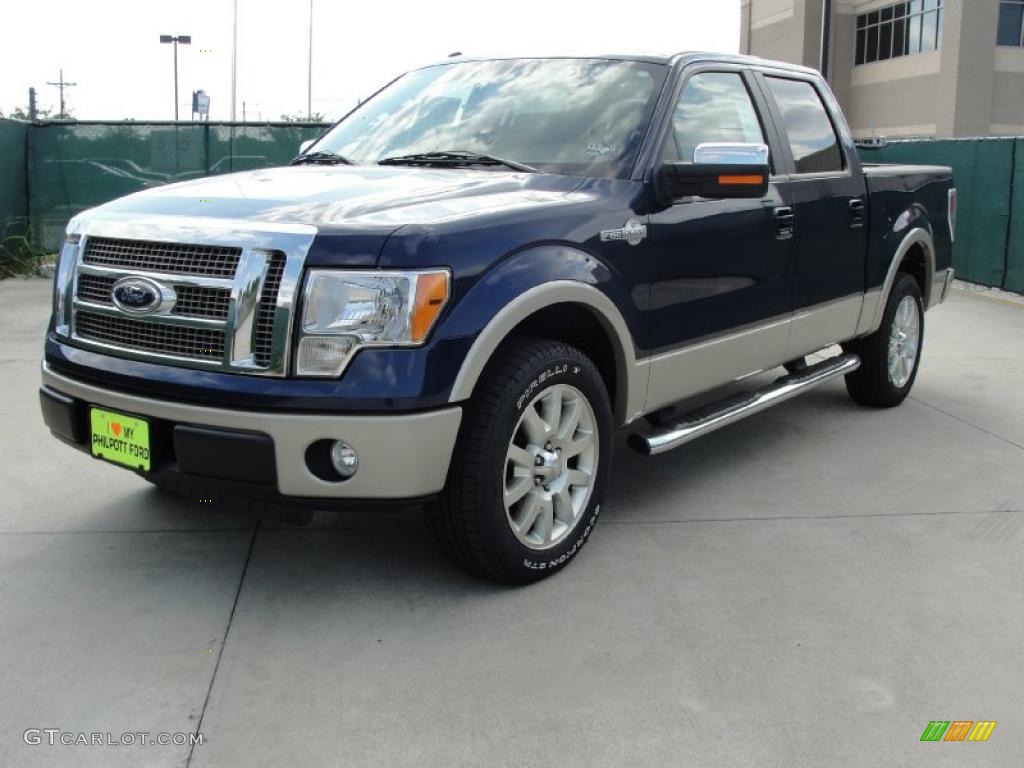 2010 F150 Lariat SuperCrew - Dark Blue Pearl Metallic / Chapparal Leather photo #7