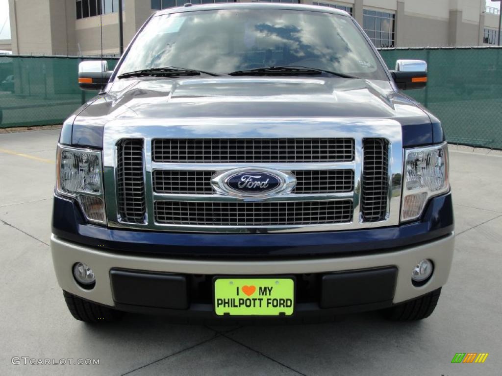 2010 F150 Lariat SuperCrew - Dark Blue Pearl Metallic / Chapparal Leather photo #8
