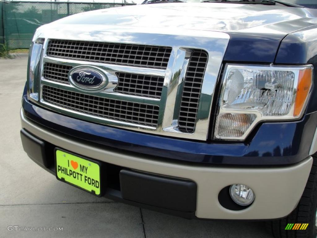 2010 F150 Lariat SuperCrew - Dark Blue Pearl Metallic / Chapparal Leather photo #9