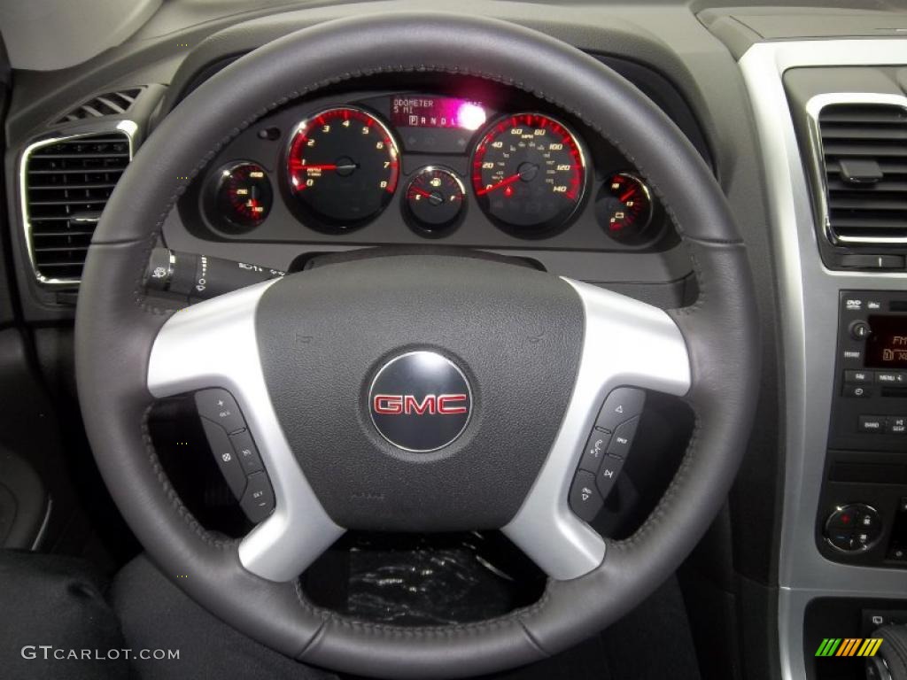 2011 GMC Acadia SLE Ebony Steering Wheel Photo #38294066