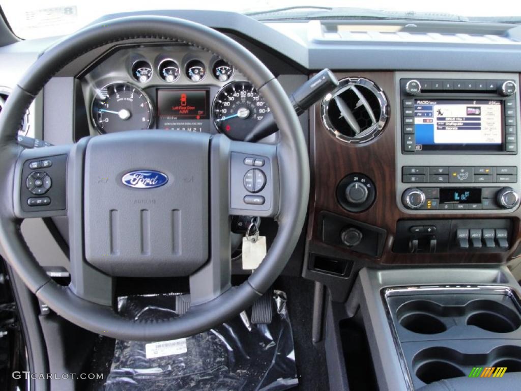 Black Interior 2011 Ford F350 Super Duty Lariat Crew Cab 4x4 Dually Photo #38294450