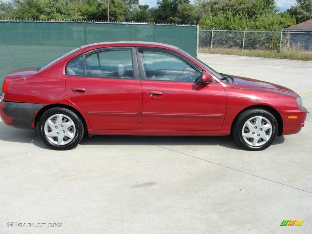 2004 Elantra GLS Sedan - Crimson Dark Red / Gray photo #2