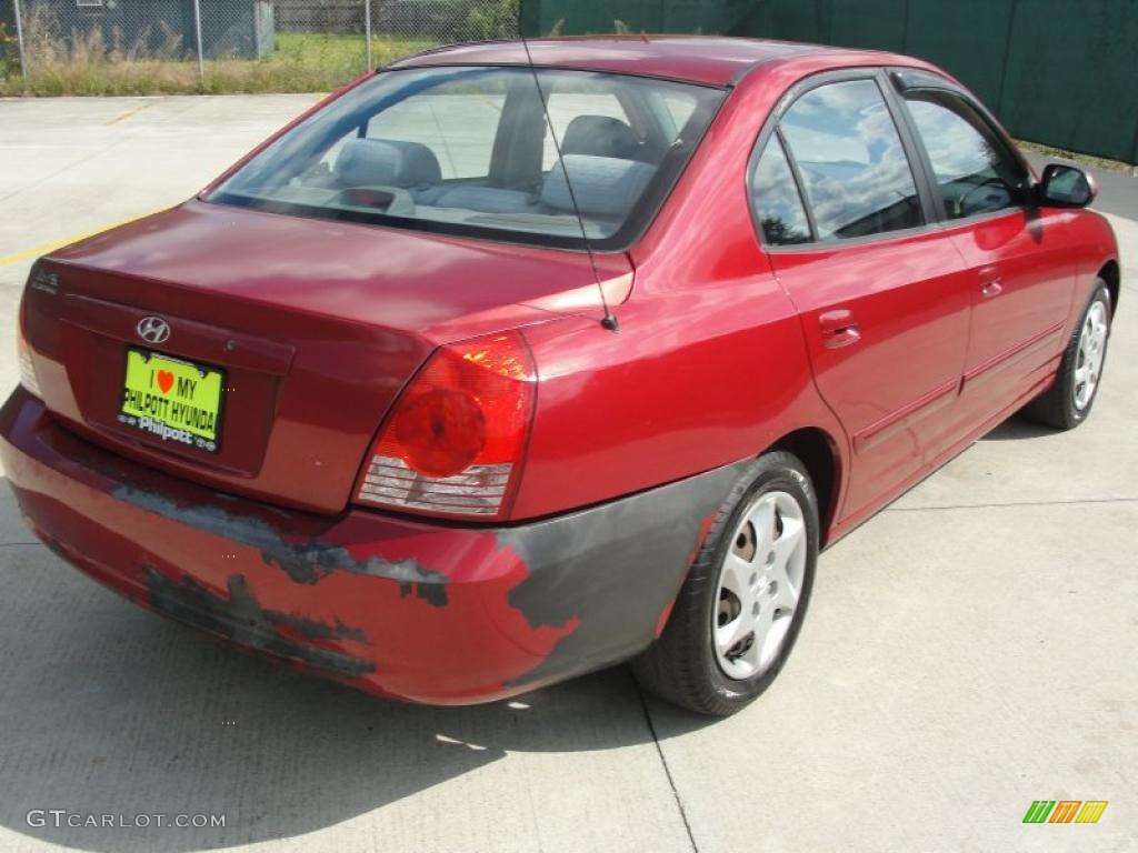2004 Elantra GLS Sedan - Crimson Dark Red / Gray photo #3