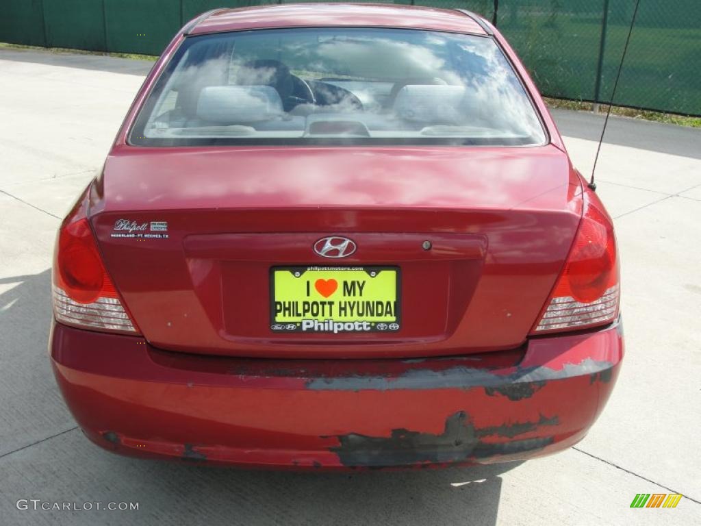 2004 Elantra GLS Sedan - Crimson Dark Red / Gray photo #4