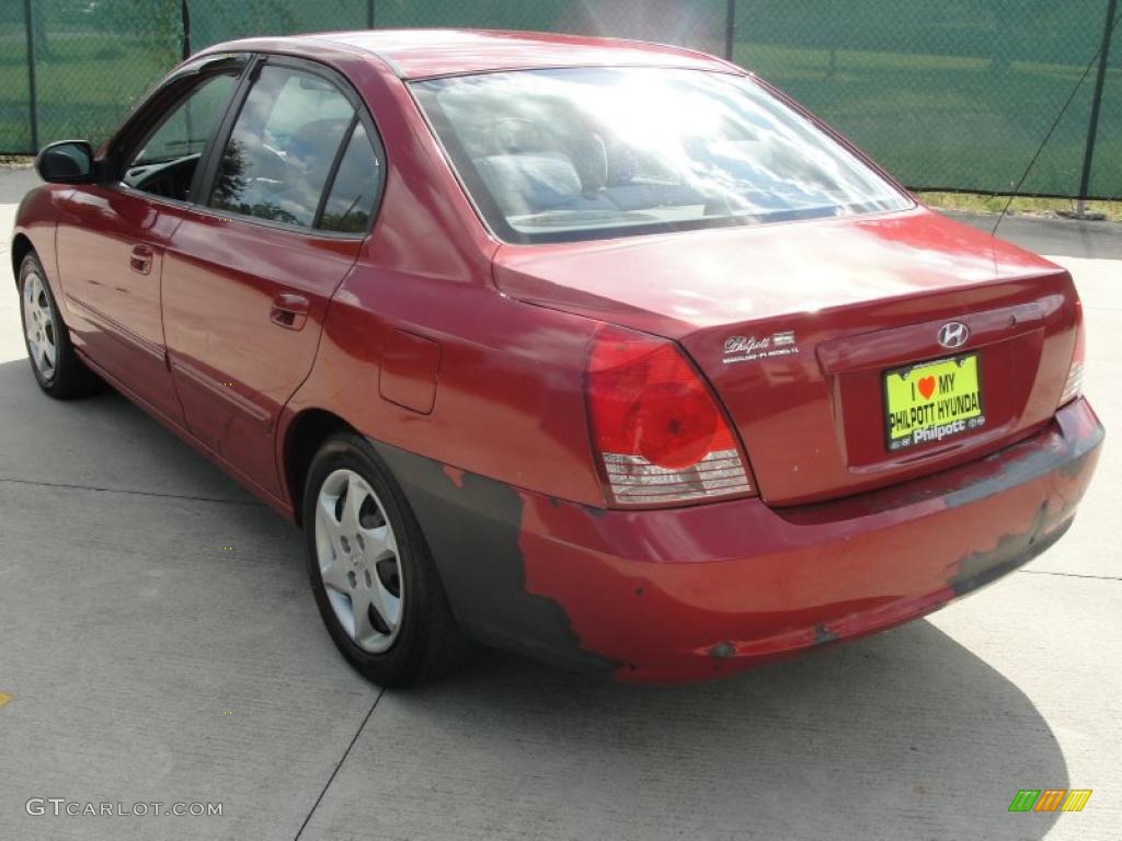 2004 Elantra GLS Sedan - Crimson Dark Red / Gray photo #5