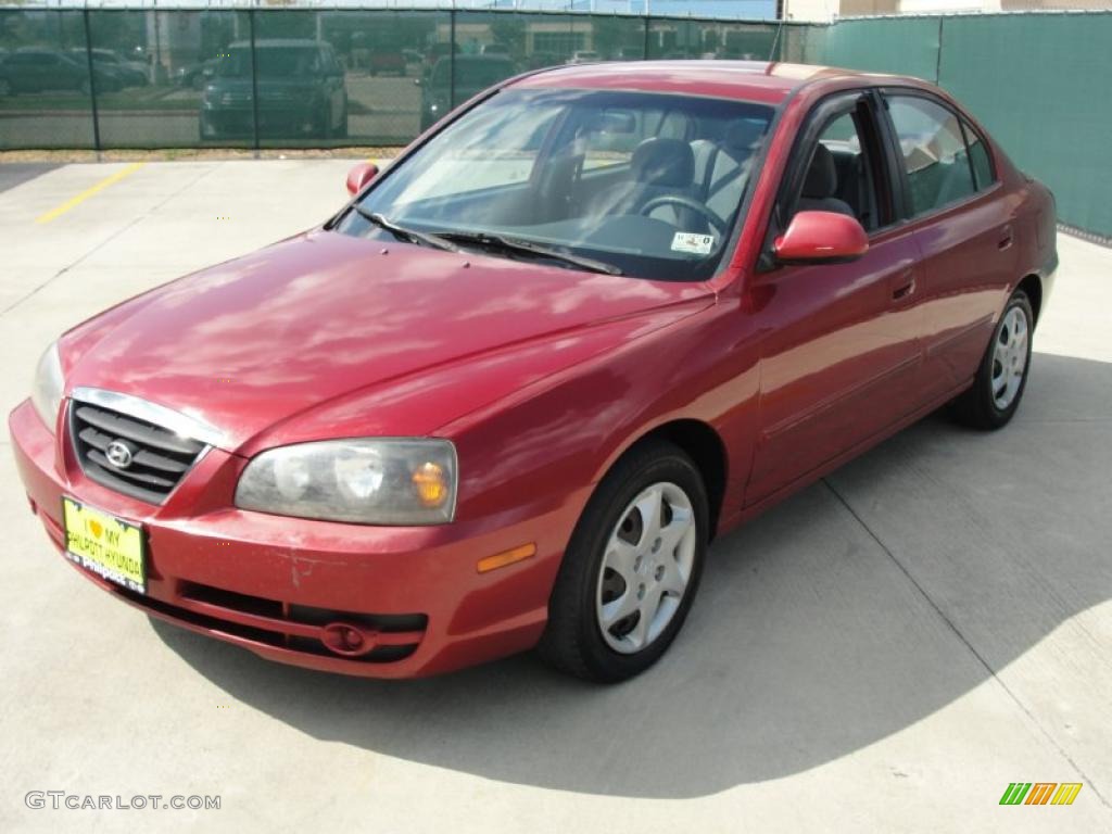 2004 Elantra GLS Sedan - Crimson Dark Red / Gray photo #7